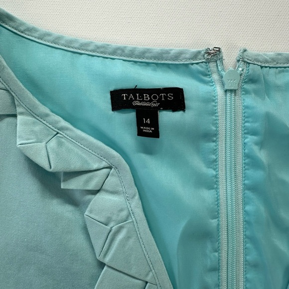 Talbots Light Blue Ruffle Neck Midi Dress - Picture 3 of 7